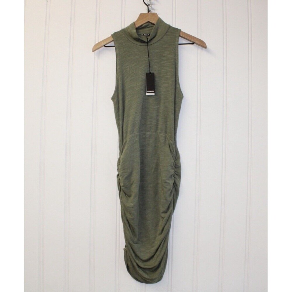 Monrow Supersoft Mock Neck Tank Dress Women's Laurel Green Size S‎ - Picture 4 of 11